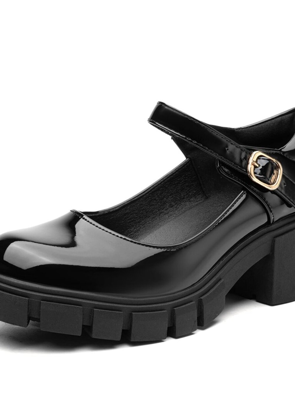 Black Chunky Platform Mary Jane Shoes Size 6 Patent Leather